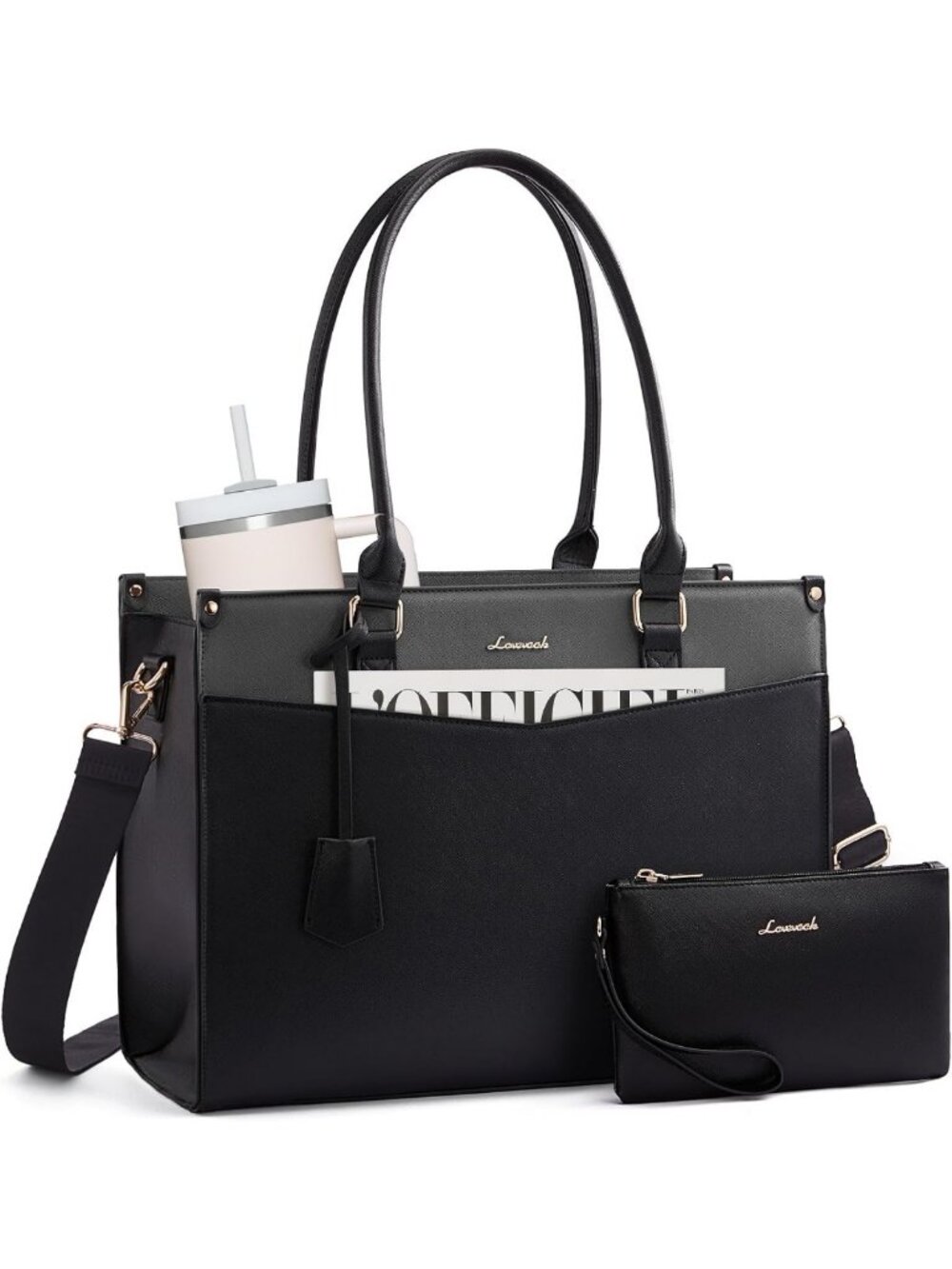Stylish Waterproof Laptop Tote Bag for Women with Clutch - Perfect for Work